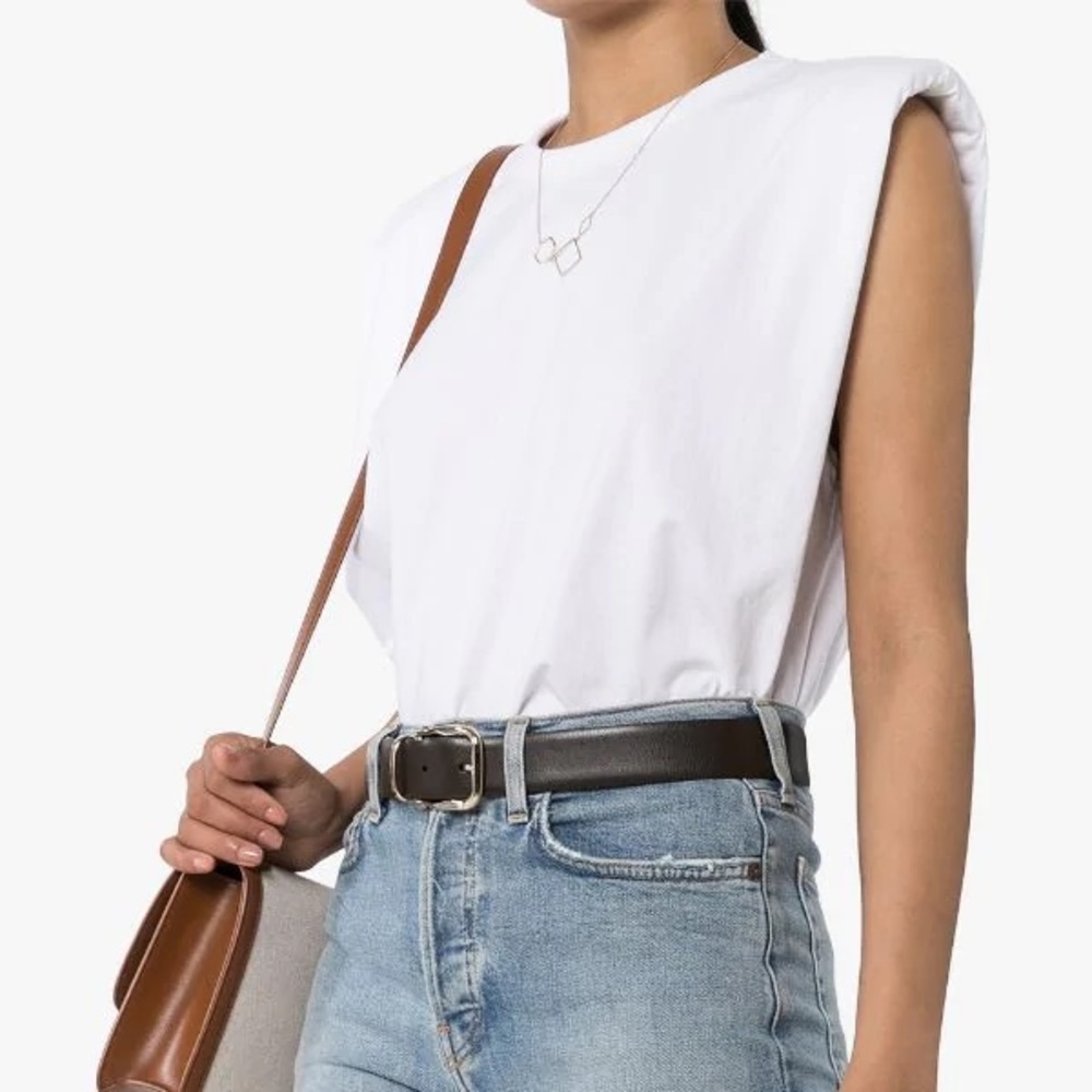 Frankie Shop White Muscle Tee Padded Shoulders S